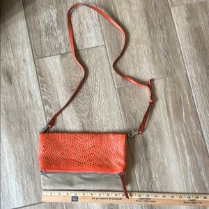 Stella and Dot Tan and Orange Crossbody Bag
